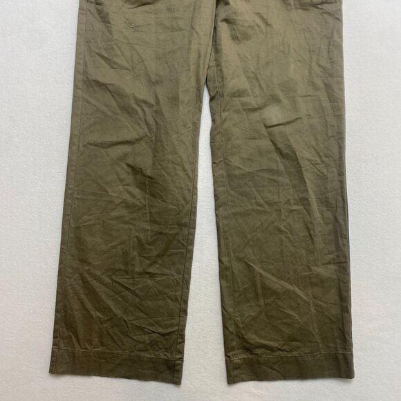 VINTAGE Abercrombie & Fitch Pants Womens S Olive Green Wide Leg Chino Pull - Picture 2 of 10